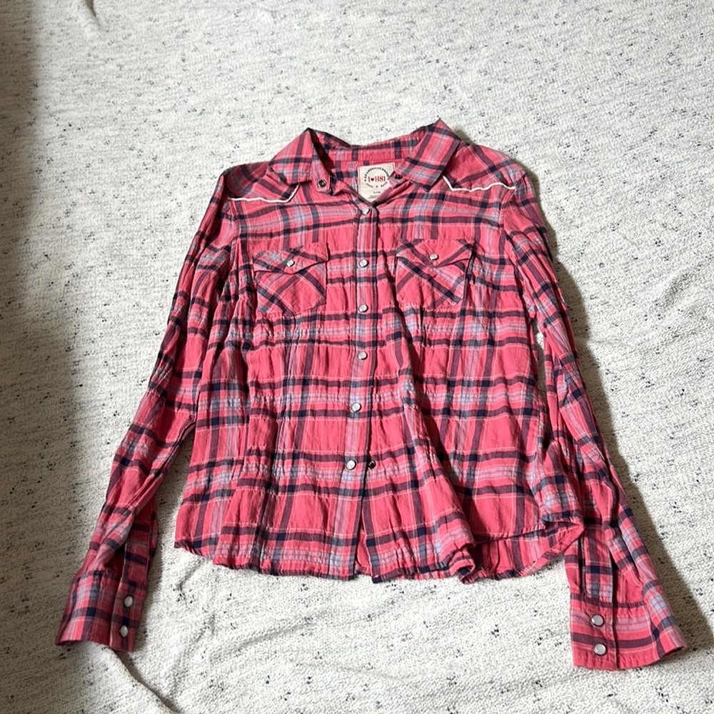 An American Brand Pink Plaid Button-up